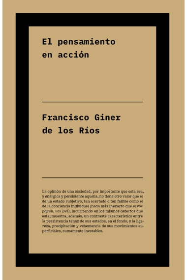 Cover von El pensamiento en acción — Francisco Giner de los Ríos