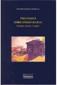 Cubierta de Tres ensayos sobre literatura rusa. Pushkin, Gógol y Chéjov