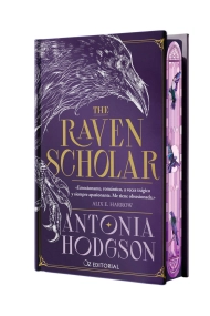 Cubierta de The Raven Scholar (edición especial limitada en tapa dura con cantos pintados). La novela épica de fantasía que se ha convertido en un fenómeno internacional